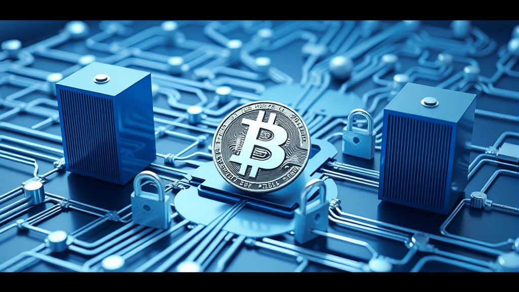 Abstract representation of Bitcoin network security infrastructure, showing interconnected nodes and cryptographic locks, digital fortress concept, professional blue and silver color scheme, photorealistic 3D visualization, representing institutional-grade security systems, no readable text or code