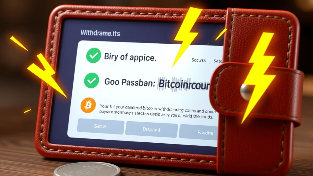 Photorealistic illustration of a digital wallet interface displaying cryptocurrency transfer confirmation with green checkmarks and lightning bolt symbols, symbolizing instant Bitcoin withdrawals from online casinos