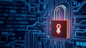 Digital security concept showing encrypted blockchain transactions and padlock symbols protecting cryptocurrency wallets, dark blue and silver color scheme, photorealistic style, no text or numbers