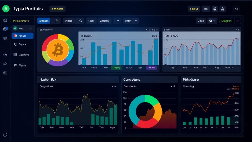 Photorealistic image of digital assets portfolio dashboard showing Bitcoin allocation among diverse investments, modern fintech interface with analytics, representing diversification and risk management in cryptocurrency investing