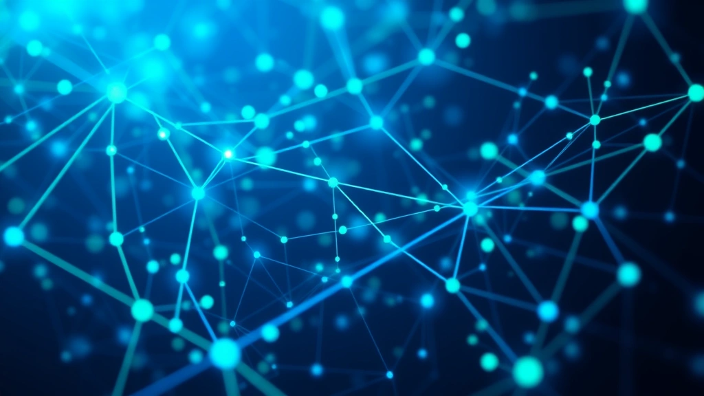 Abstract visualization of blockchain network nodes and connections, digital data flow representing Bitcoin transactions, blue and green neon colors, technological aesthetic, no text