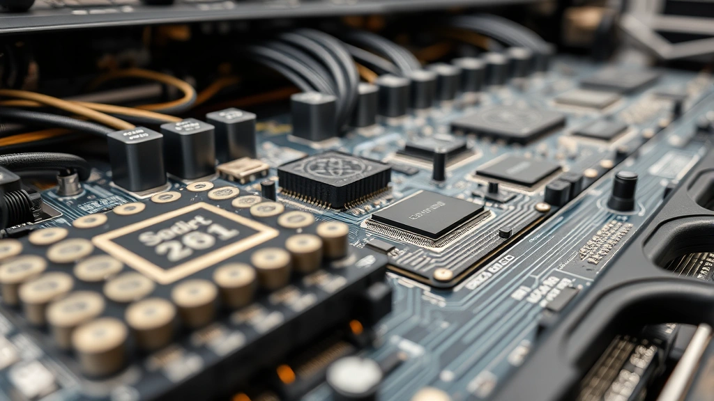 Modern ASIC mining hardware close-up showing circuit boards and processing chips, professional mining equipment detail, industrial cryptocurrency mining device photography