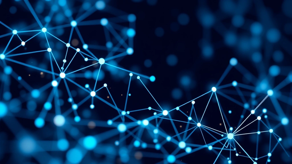 Close-up of blockchain technology visualization showing interconnected nodes and data flow representing cryptocurrency market liquidity and trading flow