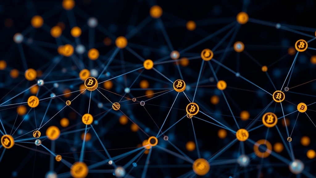 Blockchain network visualization with Bitcoin transactions flowing across interconnected nodes, representing on-chain metrics and market cycle data in real-time