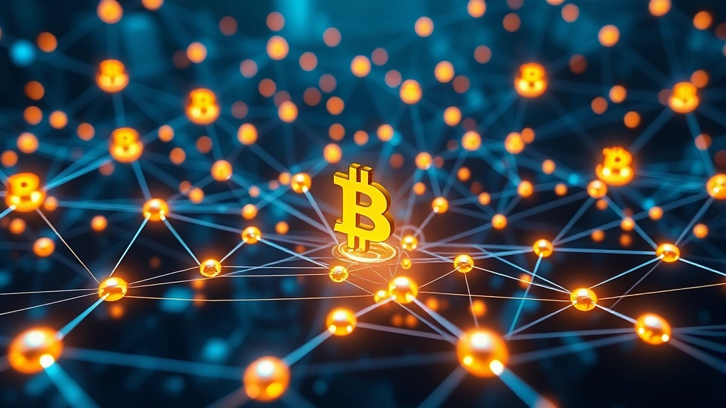 Futuristic digital visualization of Bitcoin network with glowing nodes and interconnected pathways, institutional capital flowing through blockchain architecture, photorealistic 3D rendering with depth of field, no text or ticker symbols