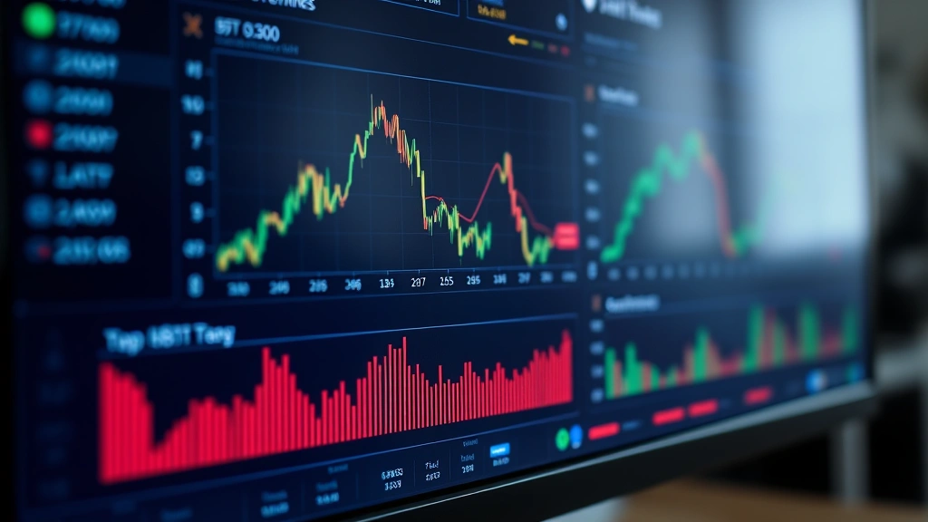 Close-up of computer monitor displaying cryptocurrency portfolio performance metrics, real-time price charts, automated trading execution interface, modern minimalist design with crypto-themed graphics and data visualization elements