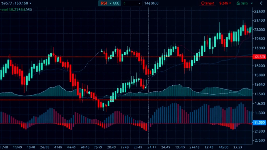 Trading volume bars and momentum oscillators displayed on cryptocurrency exchange, showing RSI and MACD indicators in action, digital financial data visualization without text or numbers visible