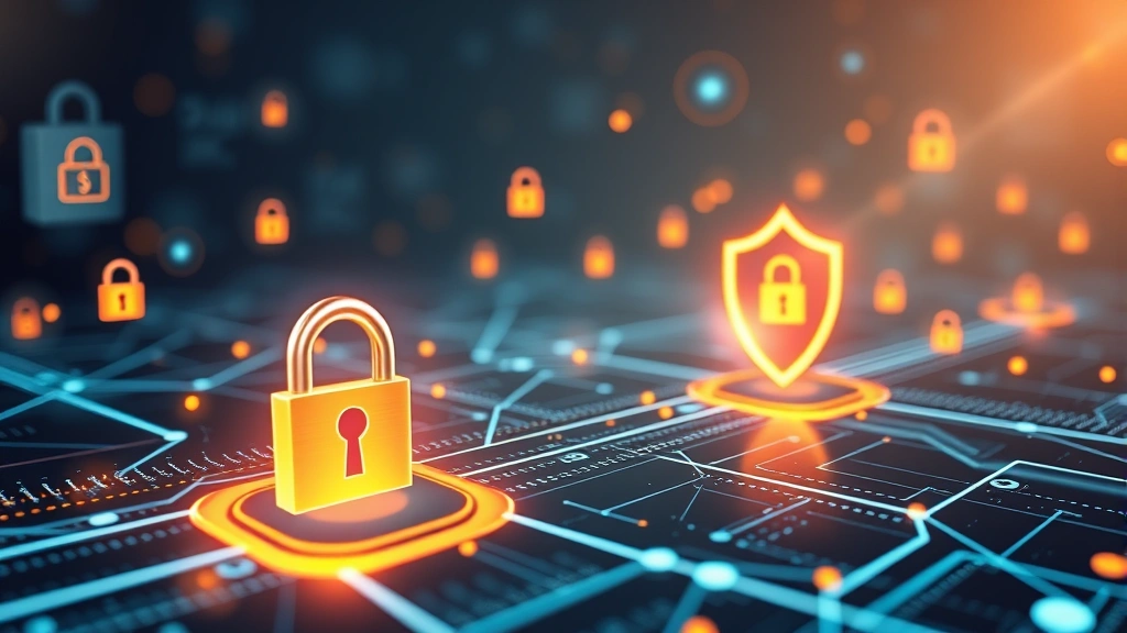 Abstract representation of digital security and financial protection showing padlock symbols, shield icons, and encrypted data streams flowing through a modern technology landscape
