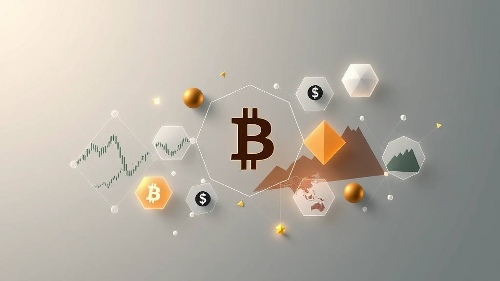 Photorealistic image showing a diverse portfolio allocation visualization with Bitcoin as one component among stocks, bonds, and other assets, displayed as elegant geometric shapes with subtle lighting effects, representing balanced investment strategy