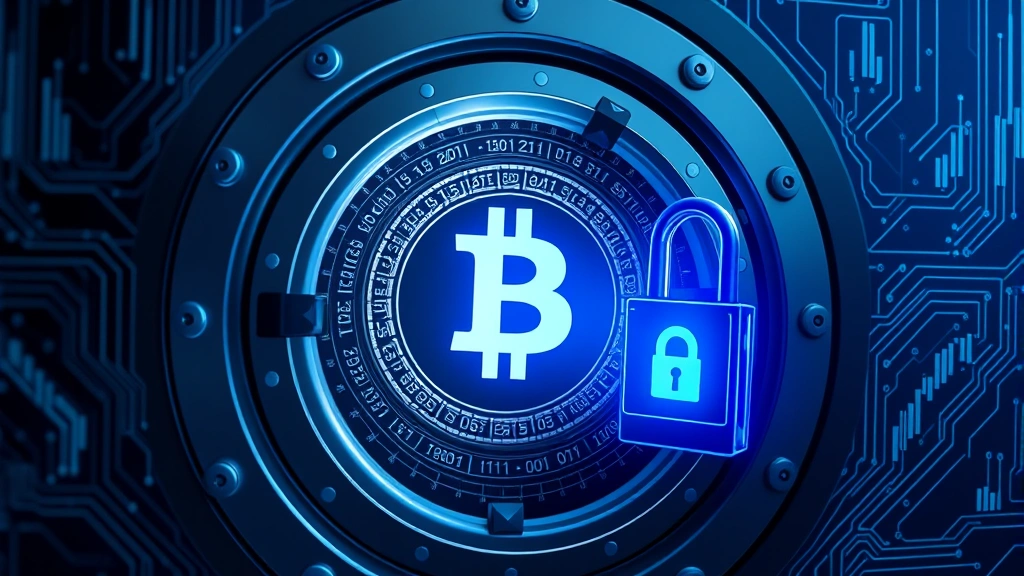 Secure cryptocurrency vault representation showing hardware wallet and encrypted digital security, professional financial technology aesthetic, modern and clean, no text or chart elements