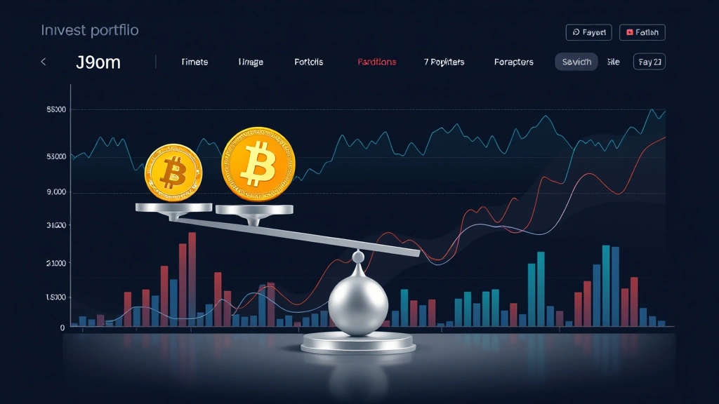 Diverse investment portfolio visualization with Bitcoin alongside traditional assets, balanced scale showing risk allocation, modern financial dashboard aesthetic, flowing data streams representing capital flows, professional wealth management imagery, clean minimalist design without text