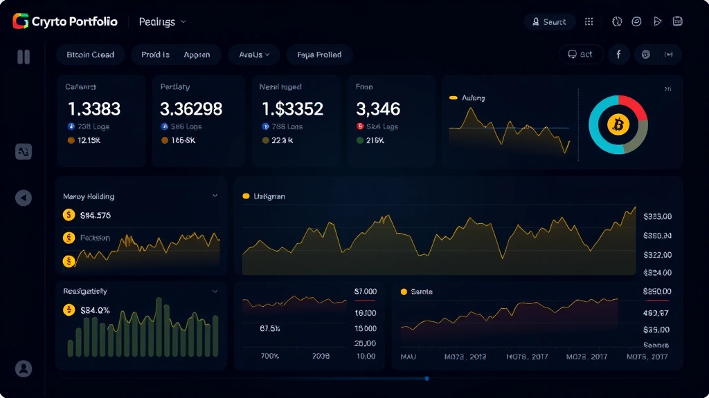 Digital illustration of a diversified crypto portfolio dashboard showing multiple Bitcoin holdings, profit/loss calculations, and investment performance metrics in real-time, sleek dark interface with glowing charts