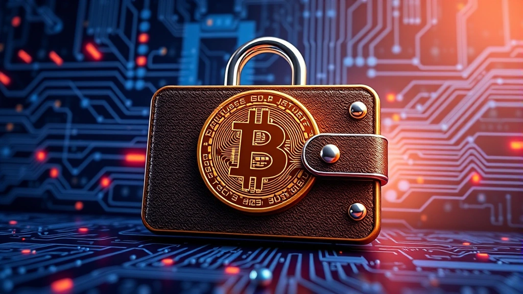 Photorealistic illustration of a digital wallet or security concept showing Bitcoin protected by digital lock mechanisms and blockchain technology, representing secure Bitcoin storage