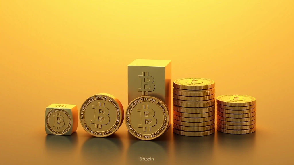 A visual representation of Bitcoin's denominations hierarchy from satoshi to full bitcoin, displayed as stacked digital blocks with soft gradient lighting, emphasizing scale and proportions in three-dimensional space
