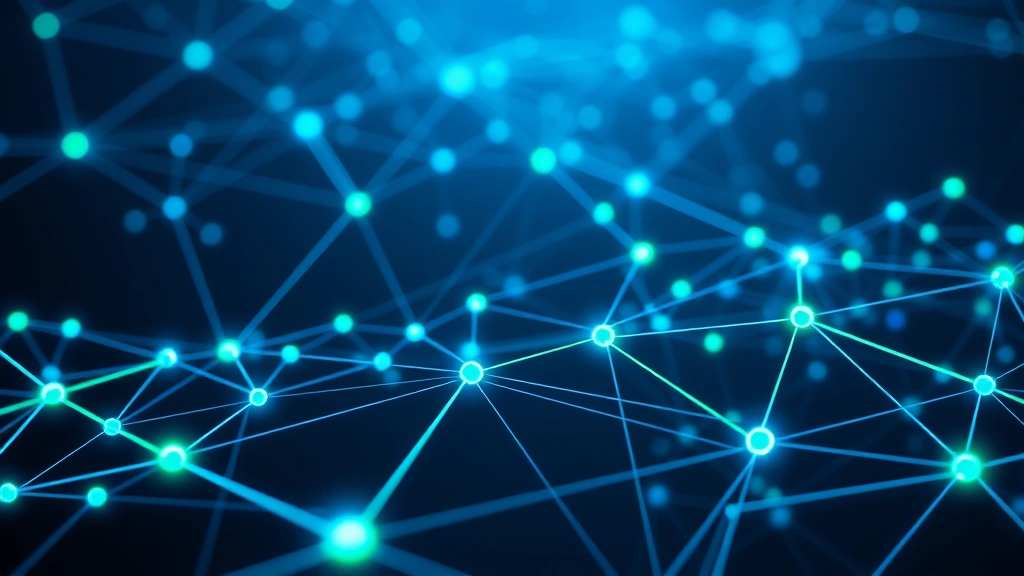 Photorealistic image of digital blockchain network visualization showing interconnected nodes and data flows representing Bitcoin futures transactions, modern tech aesthetic with blue and green light effects on dark background, no text or symbols