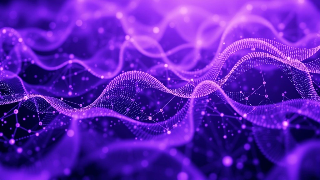 Abstract representation of cryptographic algorithms with flowing purple particles forming intricate mathematical patterns and encryption keys, photorealistic digital visualization