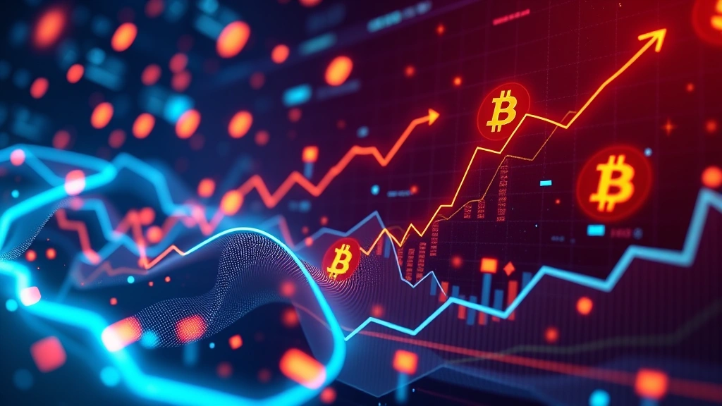 Abstract visualization of digital currency flow and profit charts with cryptocurrency symbols and upward trending graphs, featuring Bitcoin logos in a tech-forward environment with glowing data streams and financial metrics in photorealistic style