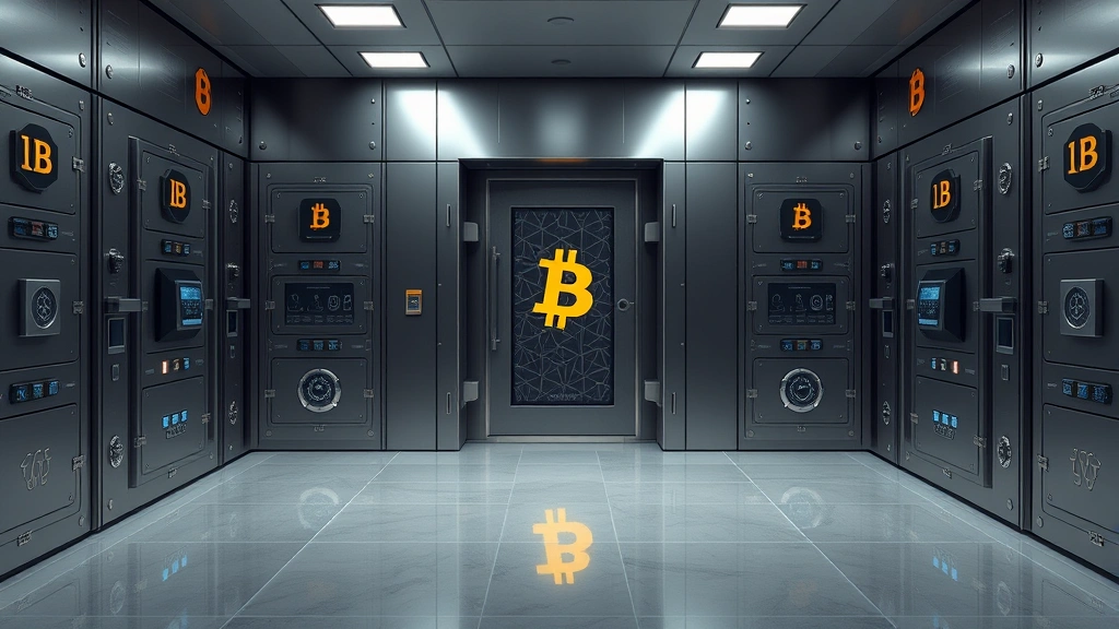 Photorealistic photograph of a secure cryptocurrency vault with multiple layers of security doors and advanced biometric systems, symbolizing institutional-grade Bitcoin custody and security infrastructure, no visible text or identifying information