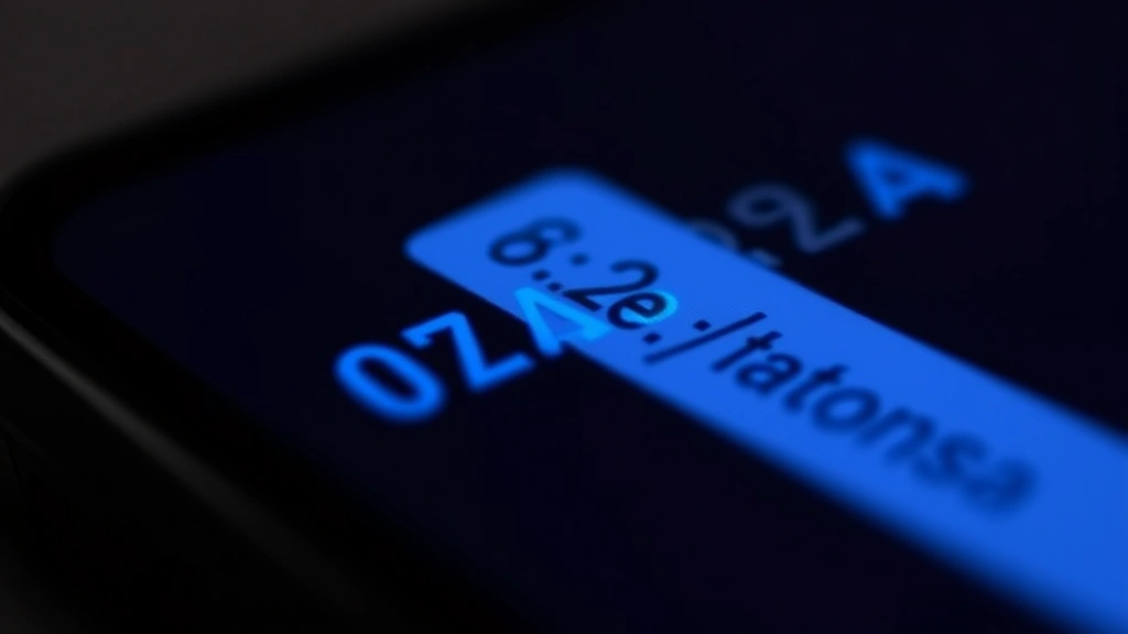 Close-up of a Bitcoin address displayed on a smartphone screen with the prefix characters highlighted in bright blue, showing a modern wallet interface with clean typography, professional lighting, and shallow depth of field focusing on the address beginning