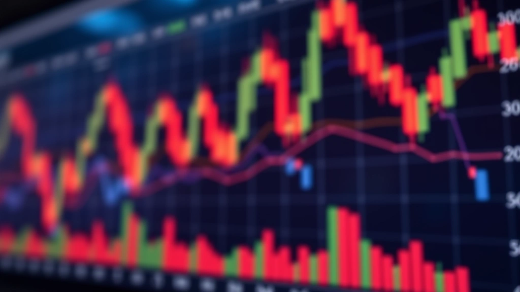 Cryptocurrency trading dashboard atmosphere with candlestick patterns blurred in background, abstract market volatility representation, digital financial technology theme, photorealistic lighting, no visible ticker symbols or numbers