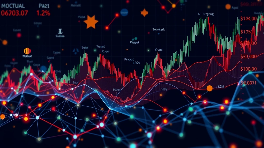 Cryptocurrency market volatility visualization showing trading volume spikes and price movement patterns across multiple digital assets during different market phases with flowing data streams and network connections