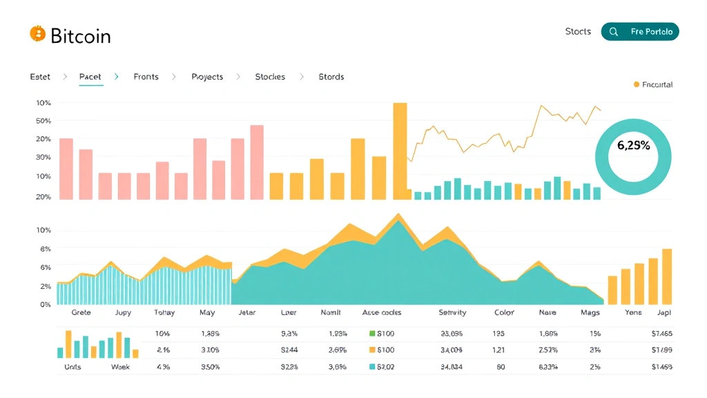 Diverse investment portfolio visualization showing Bitcoin allocation alongside traditional assets like stocks and bonds, balanced financial planning chart, modern minimalist design, professional wealth management setting