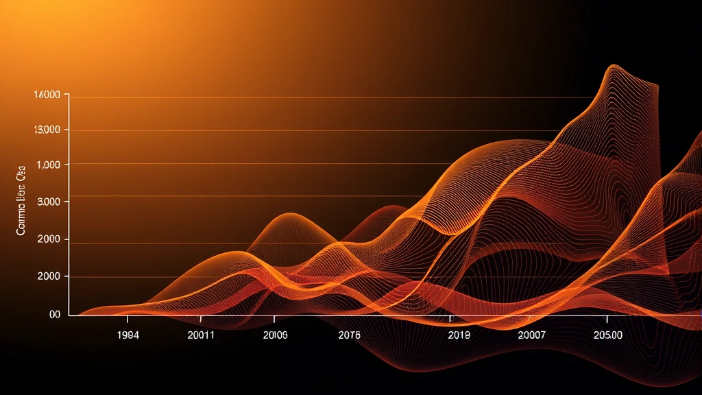 Comparative growth chart visualization showing exponential curves representing monetary expansion and digital asset adoption, abstract financial data representation with flowing geometric patterns
