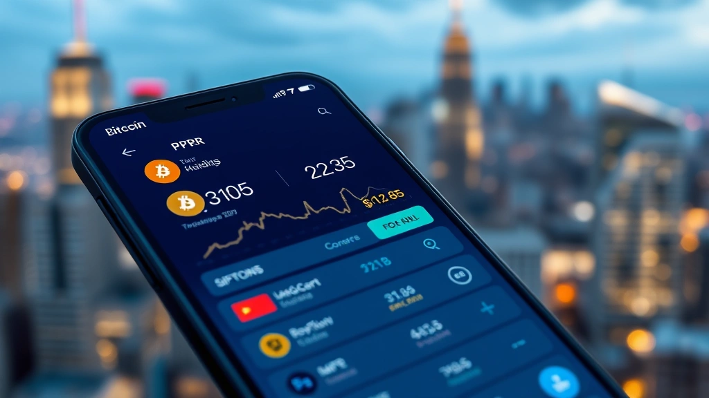 Detailed photorealistic photograph of digital wallet interface displaying Bitcoin holdings with PKR conversion, modern smartphone with crypto app open, professional financial background with blurred city skyline