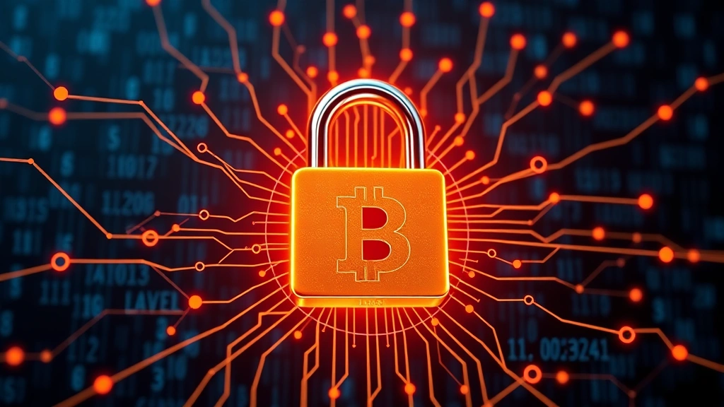 Padlock integrated with blockchain nodes and digital network connections, representing cryptocurrency security infrastructure