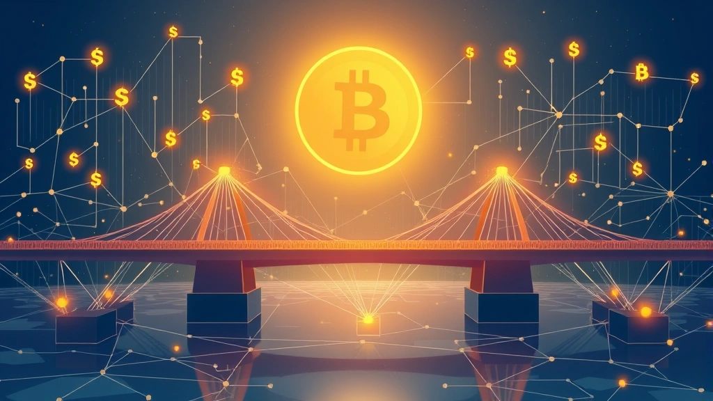 High-quality illustration of a digital currency bridge connecting institutional banking infrastructure with cryptocurrency networks, showing data flow and connectivity, photorealistic style without any text elements