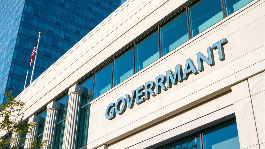 Government building architectural detail with contemporary glass and steel design, symbolizing regulatory bodies and financial oversight, bright daytime lighting, professional government district setting