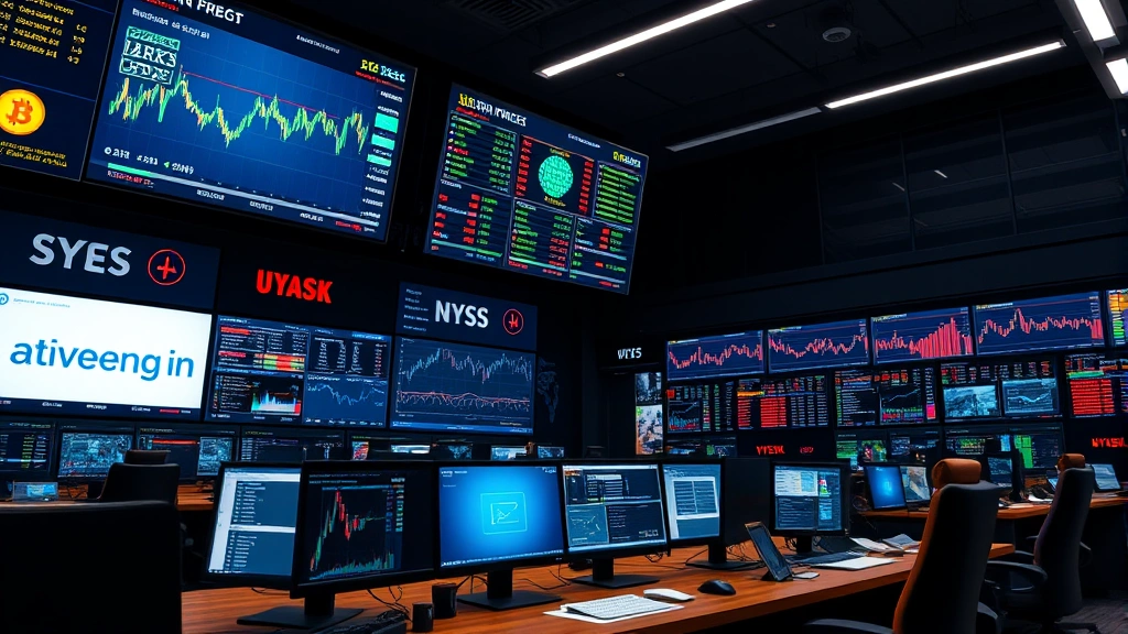 Professional cryptocurrency market environment showing traders monitoring systems, financial data flow, and digital asset infrastructure in a modern financial control room setting