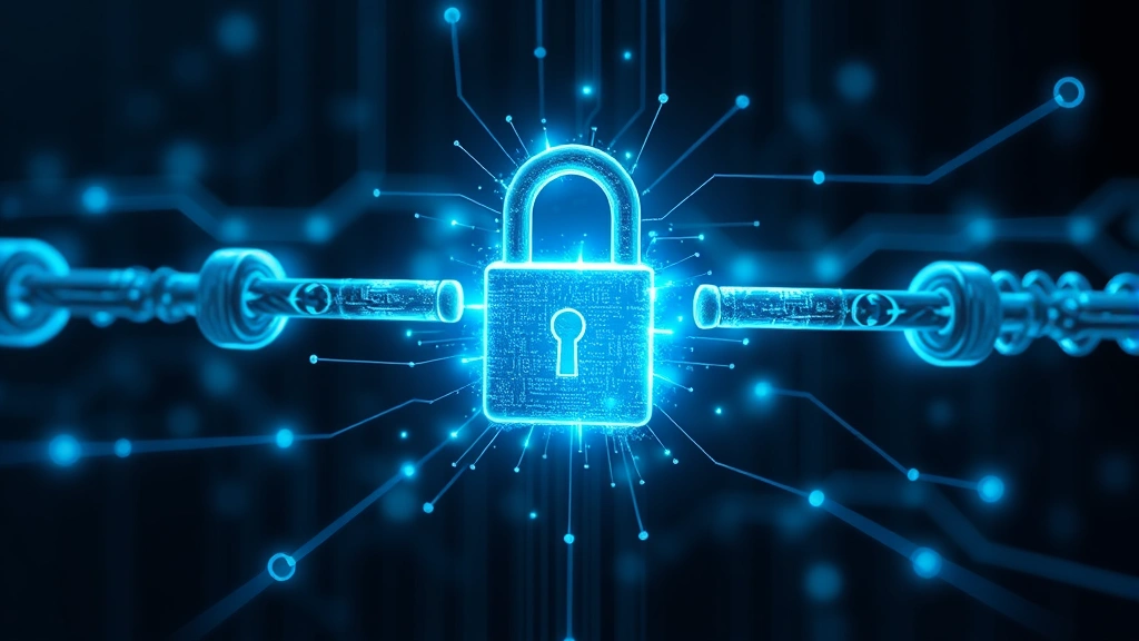 Futuristic blockchain security concept showing digital lock and chain structures with quantum particle effects, ethereal blue-green energy streams, no technical text or symbols