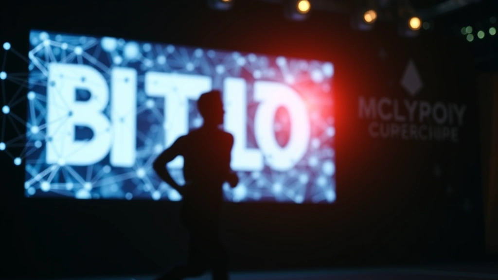 Close-up of blockchain network visualization projected in background with athlete silhouette, representing connection between sports and cryptocurrency technology, professional photography style