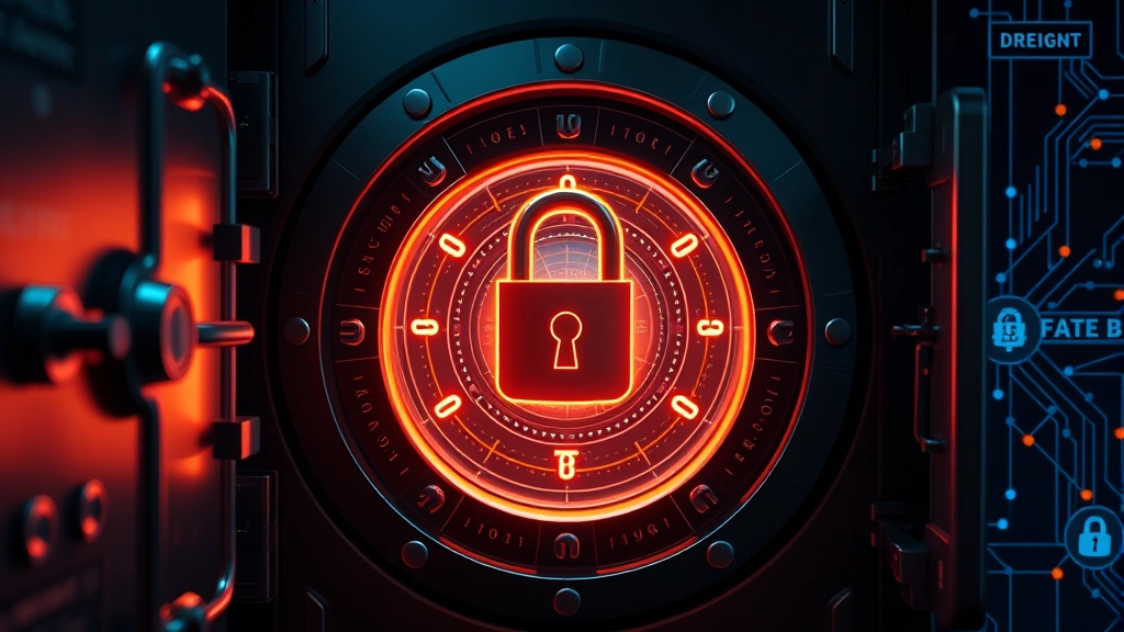 Secure digital vault imagery showing layered security protocols, glowing lock mechanisms and blockchain network visualizations, representing custody security and cold storage technology protecting digital assets