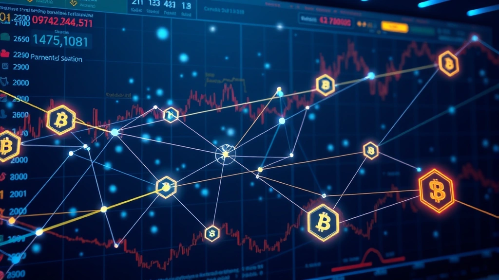 Photorealistic image of a modern cryptocurrency trading terminal displaying multiple blockchain networks interconnected by glowing pathways, representing payment settlement and cross-border transactions, with blockchain nodes floating in digital space