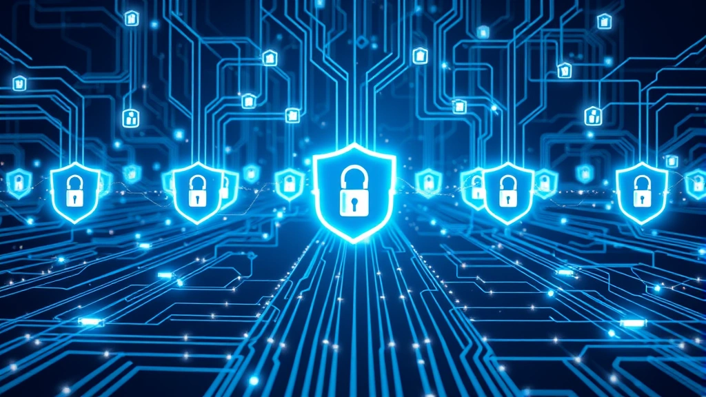 Digital security infrastructure showing interconnected blockchain nodes, protective barriers as light shields, encryption protocols visualized as flowing streams, modern cryptocurrency security architecture, photorealistic, no text