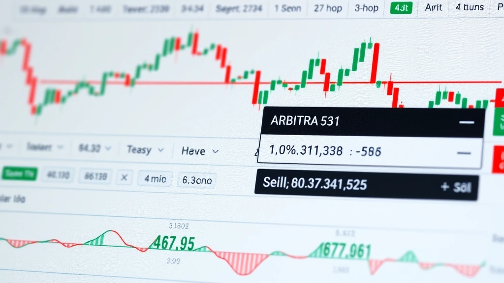 Close-up of cryptocurrency trading dashboard with detailed charts, order execution interface, and profit/loss calculations, showing arbitrage strategy setup with simultaneous buy and sell orders highlighted