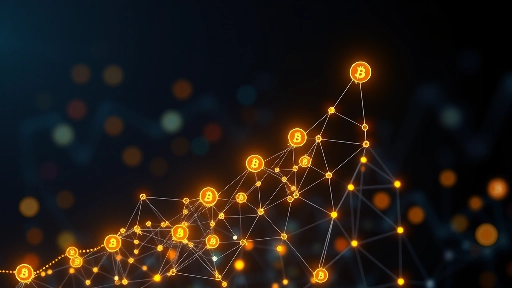 Photorealistic image of an ascending graph visualization made of interconnected blockchain nodes and cryptocurrency tokens rising upward, symbolizing market recovery and bullish momentum in digital asset markets