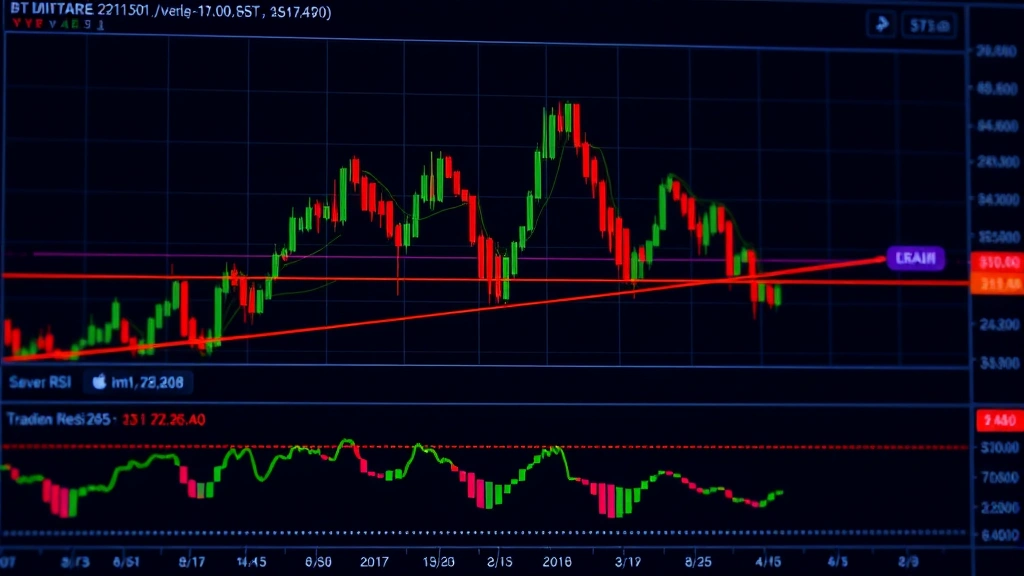 Close-up of TradingView interface displaying Bitcoin dominance BTCDOM with moving averages, RSI indicator below chart, and support resistance levels marked with horizontal lines, professional trading setup