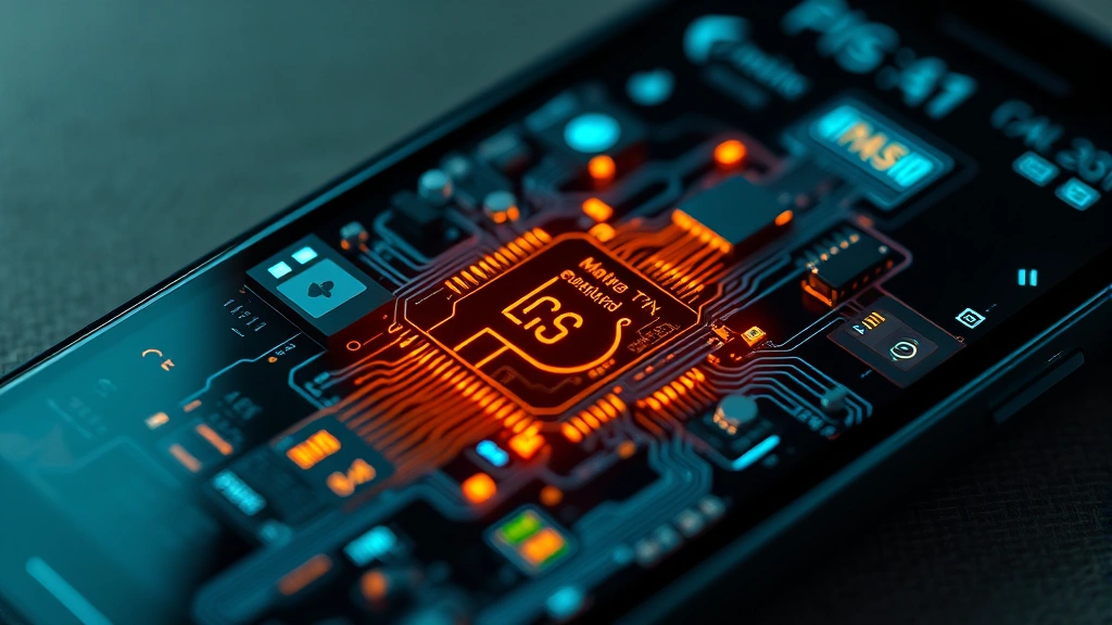 Close-up of a modern Android smartphone with glowing processor cores visible inside, representing computational power for cryptocurrency mining, photorealistic digital art style, no text
