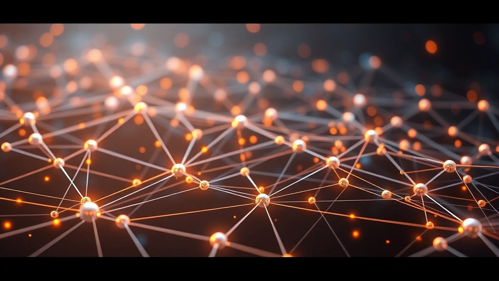 Photorealistic image of interconnected nodes and blockchain network visualization in 3D space with flowing data streams, representing institutional cryptocurrency infrastructure and holdings, no text